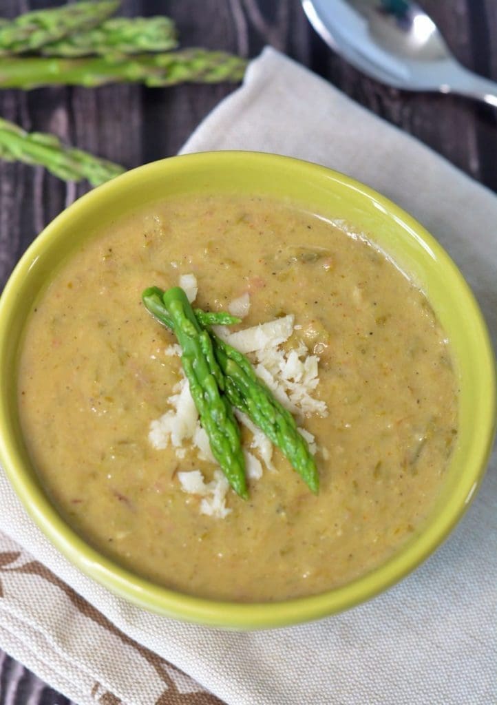Bacon and Parmesan cheese asparagus soup
