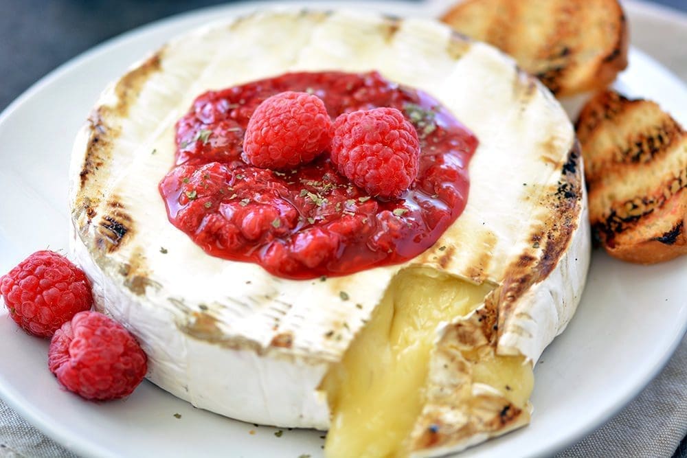 Grilled Brie Cheese with Raspberries