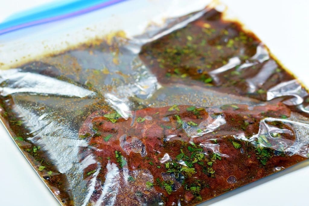 Flank steak in a ziploc bag along with carne asada marinade.