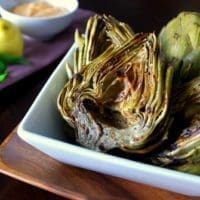 Grilled Artichokes with Lemon-Basil Dipping Sauce