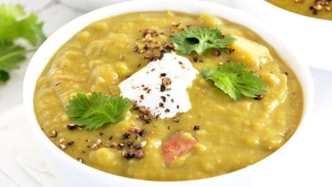 Split Pea Soup Slow Cooker, Instant Pot or Stove Top! Loaded with Ham or leave out for a Split Pea Soup Vegetarian option.