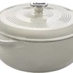 Stock photo of a grey dutch oven.