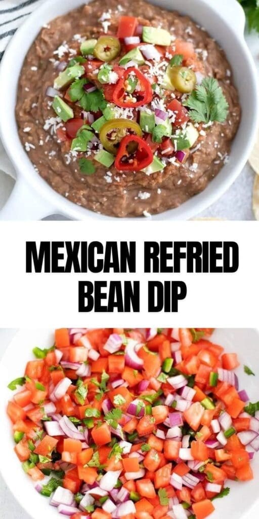 Refilled bean dip Pinterest graphics.