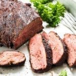 Smoked Tri Tip cut into slices.