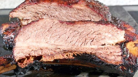 Close up picture of beef plate ribs.