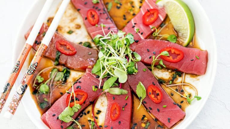 Tuna Crudo with Citrus Dipping Sauce - Foodie and Wine