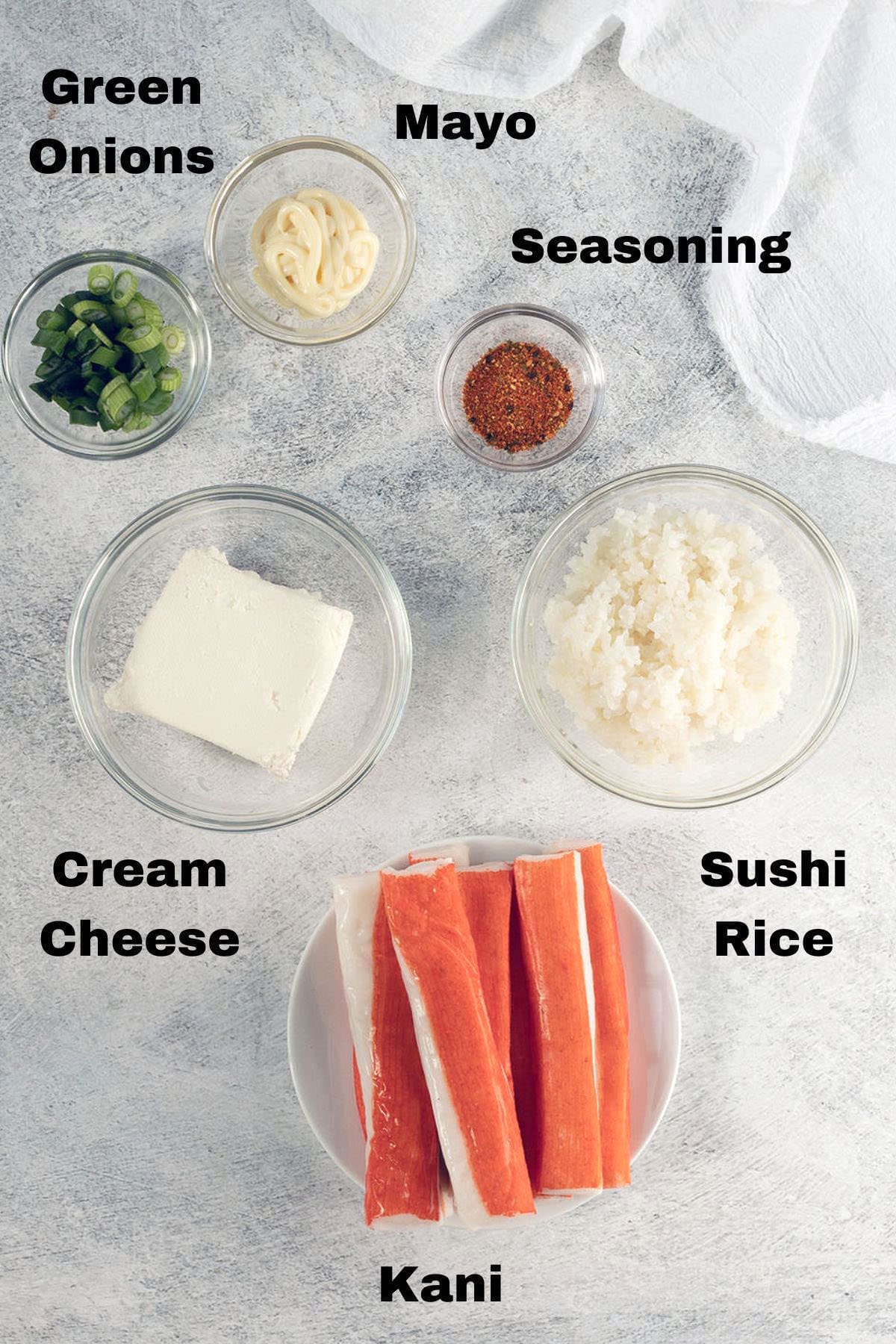 Ingredients to make a sushi bake.