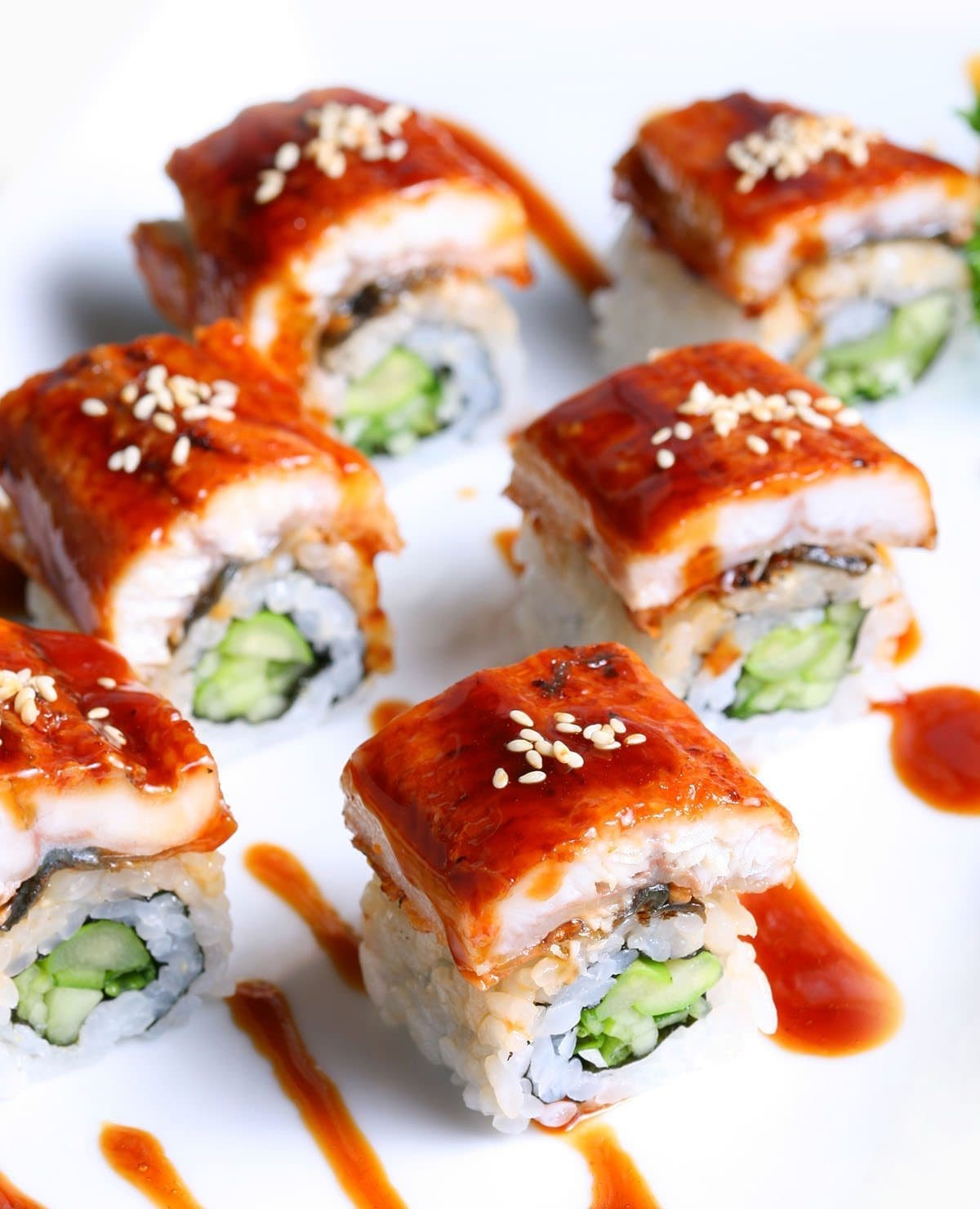 Sushi with unagi on the top.