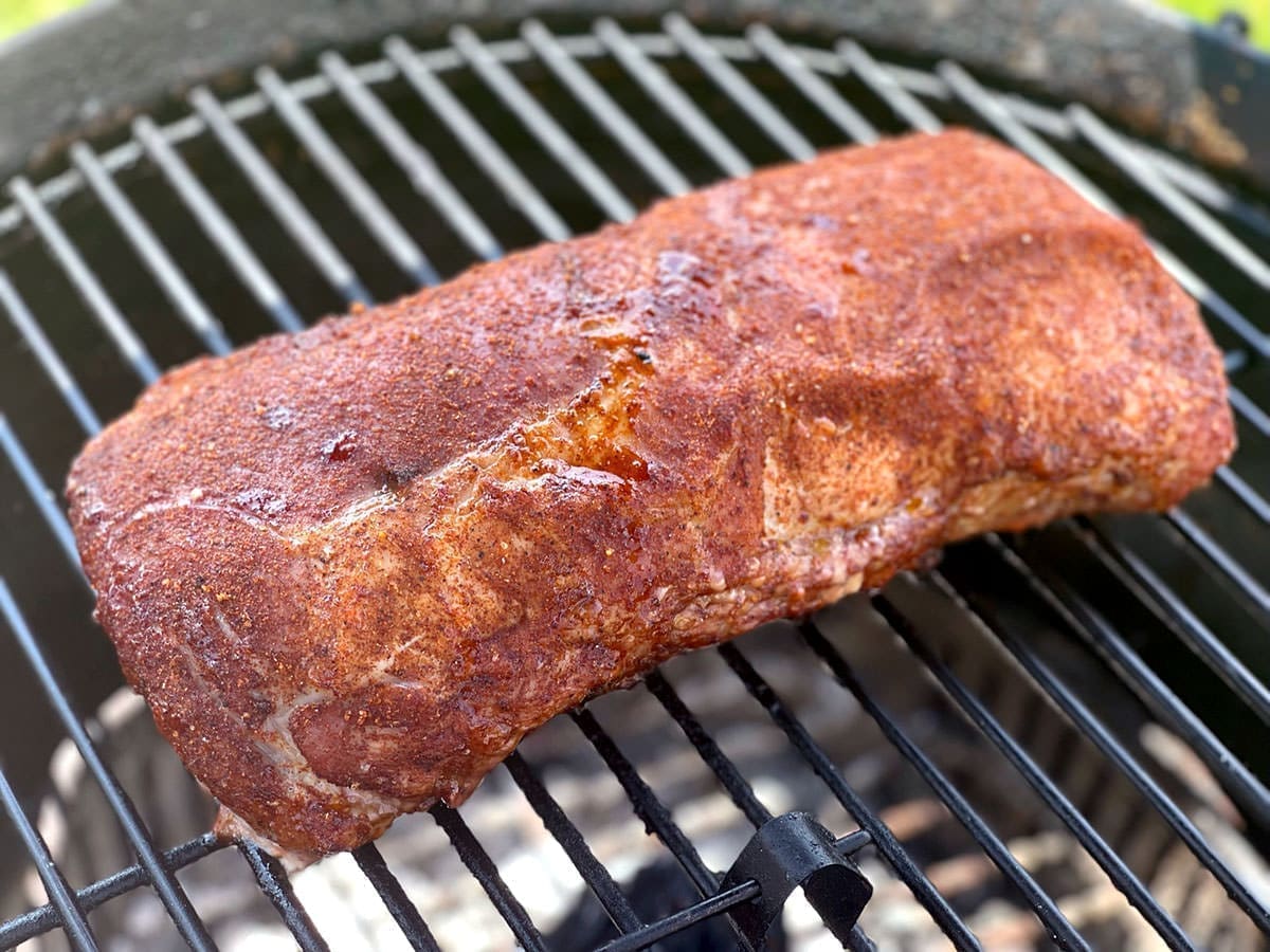 Pork roast on a grill.