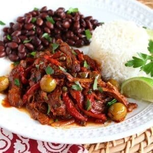30+ Beef Chuck Roast Recipes 29 Ropa vieja with rice and beans.