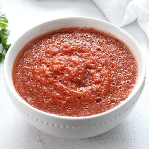 Bowl of restaurant style salsa.