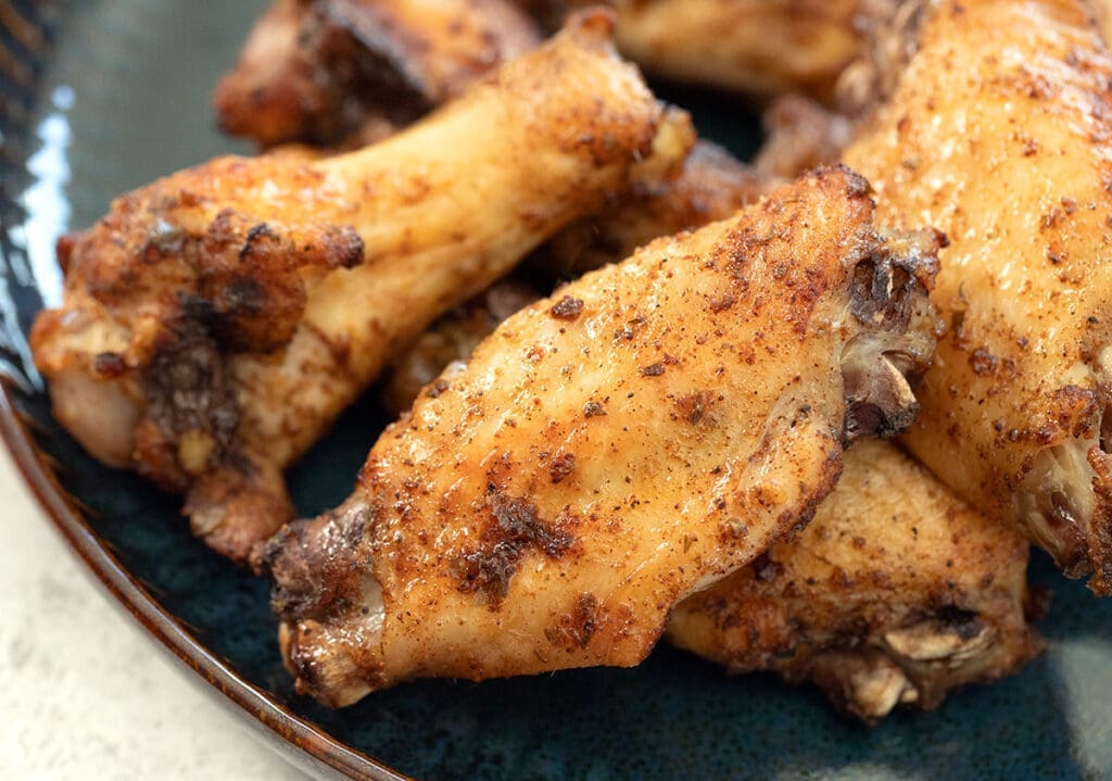 Plate of Jamaican jerk chicken wings.