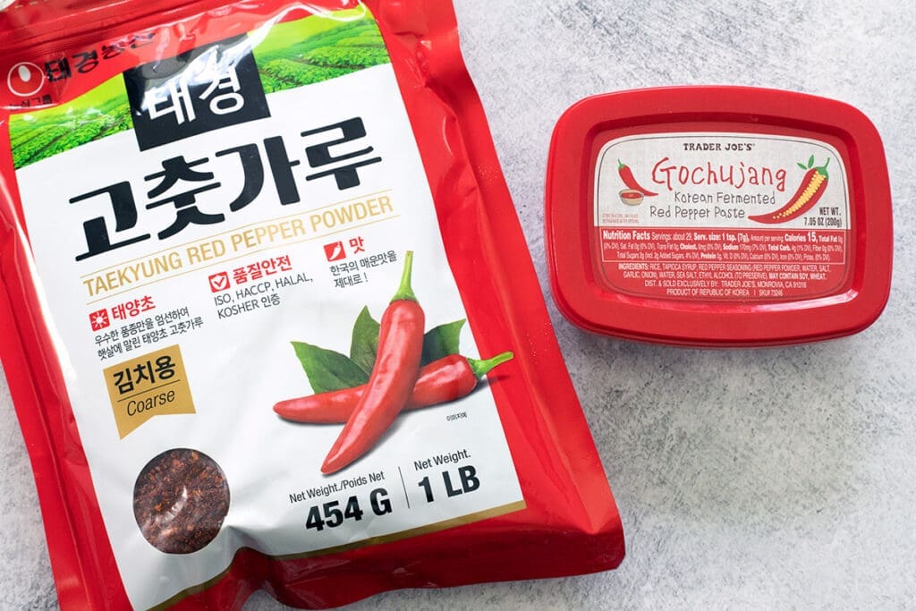 Bags of red Korean spices.