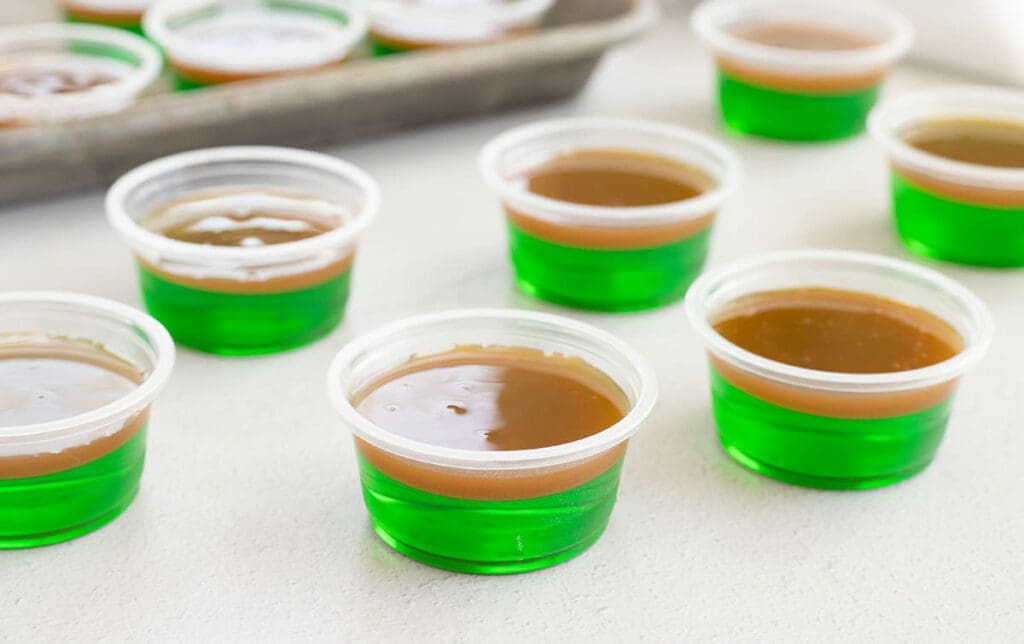 Apple caramel jello shots.