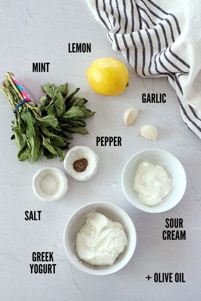 Labeled photo of rum sauce ingredients.