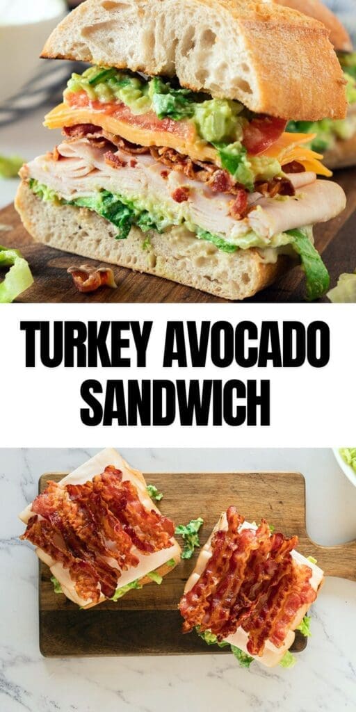 Pinterest graphic for turkey avocado sandwiches.