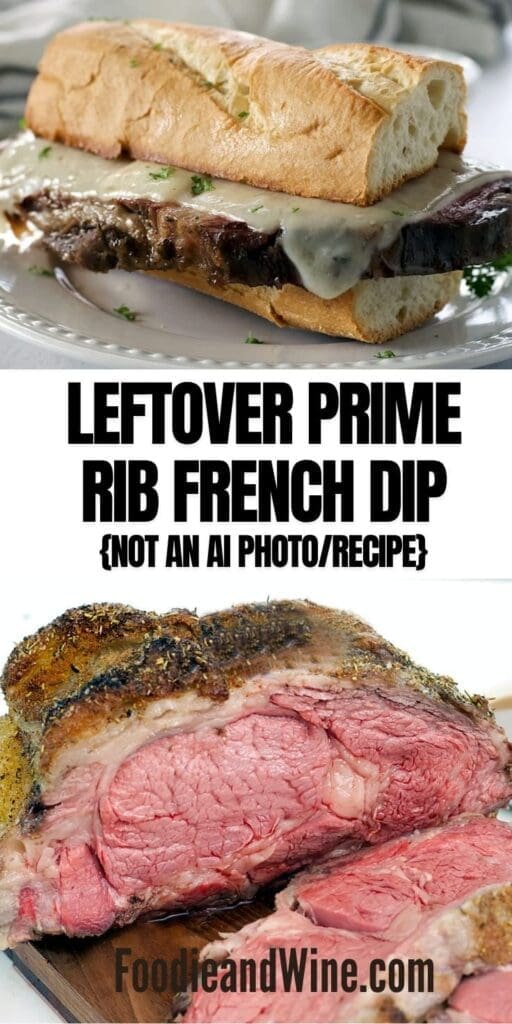 Pinterest graphic for prime Rib French dip.