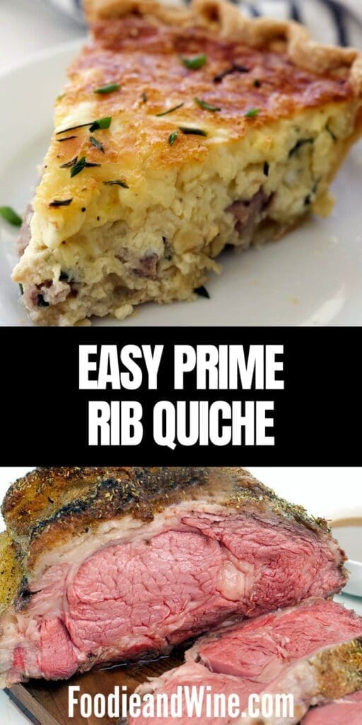 pinterest graphic for prime rib quiche.