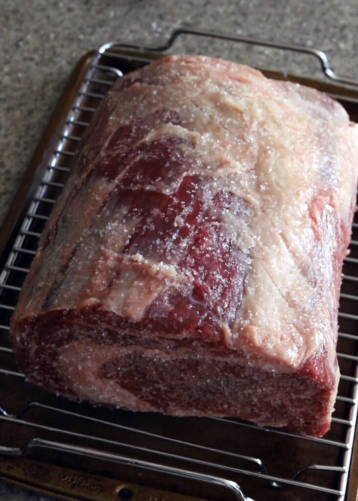 See Prime Rib on a Baking Sheet for information on how to dry brine prime rib and tenderize beef products.