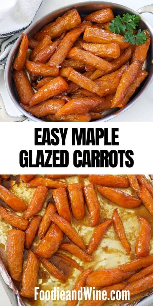 pinterest graphic for maple glazed carrots.