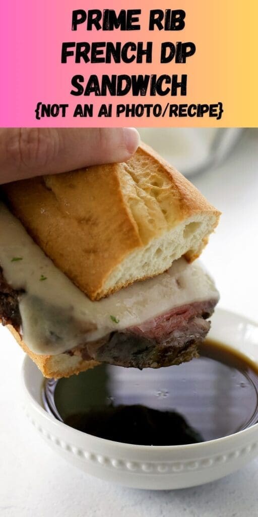 Pinterest graphic for prime Rib French dip.
