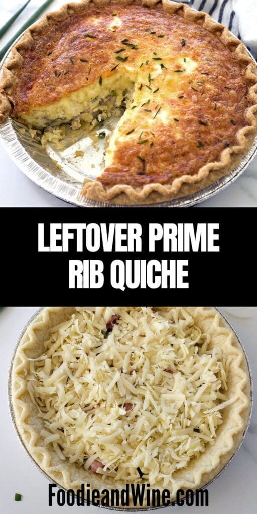 pinterest graphic for steak quiche.