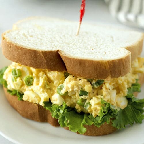 Southern Egg salad on a white plate.