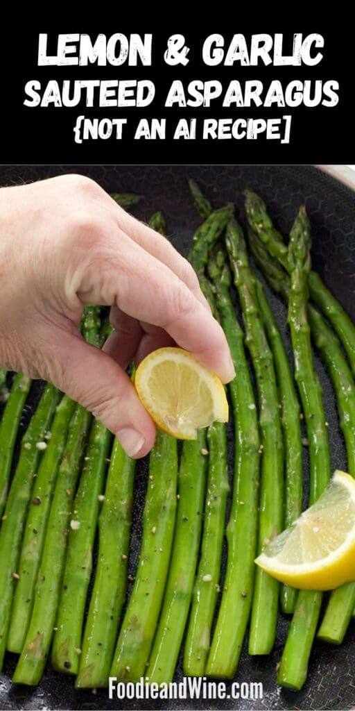 Pinterest graphic for Sautéed Asparagus.