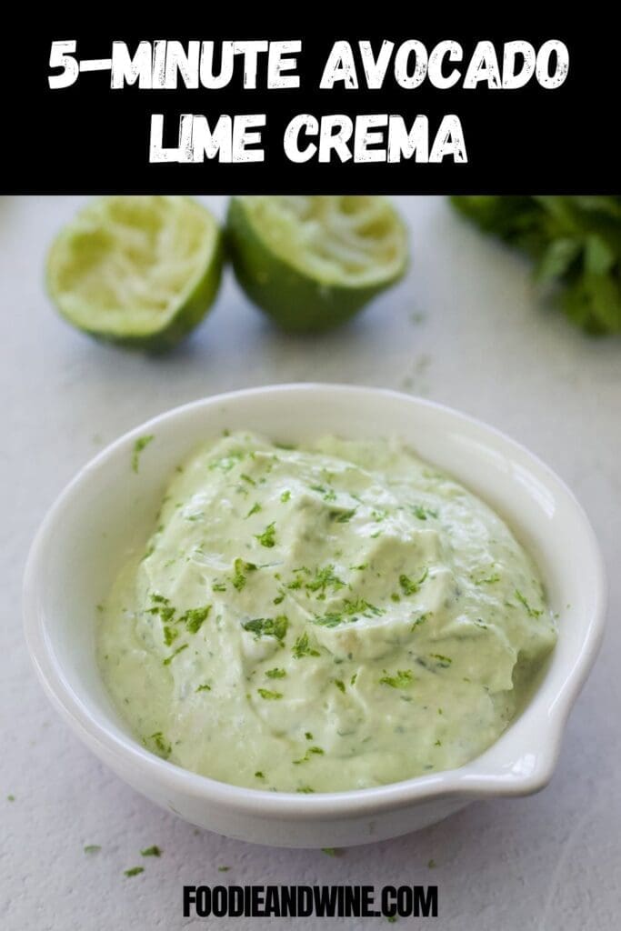 Pinterest graphic for Creamy Avocado Crema.
