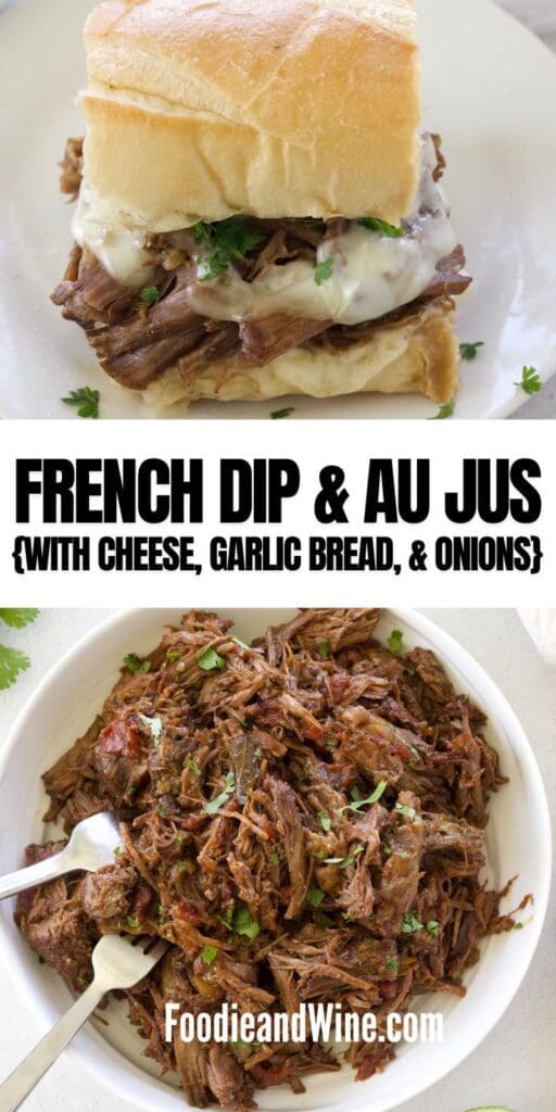 pinterest graphic for french dip sandwich